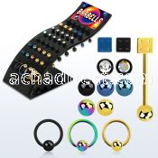 brbbtm anodized 316l tongue barbell w mix ball w slave ring