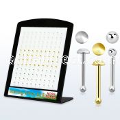 brbmx1 silver nose bone w ball flat 18k gold plated disc top