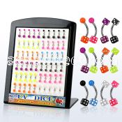 brdi3 316l steel eyebrow banana with 3mm acrylic uv dice