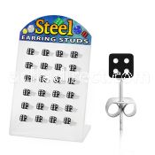 brdi5 stainless steel ear stud w arylic b w uv dice tops