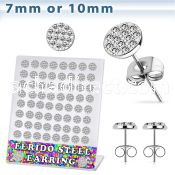 brerfr2 316l steel earring with clear ferido glued crystal