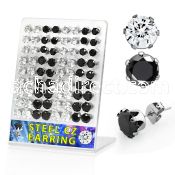 brescz4 316l steel earring stud with round prong cz stone