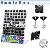 bresqz2 36 pcs stainless steel earring stud with black prong cz