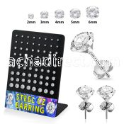 breszr3 steel ear studs prong set 2mm to 6mm cz 36