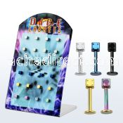 brlbdi board of anodized 316l steel labret with 3mm dices