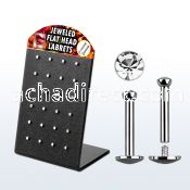 brlbfc 316l steel internal threading labret w flat crystal top