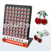 brmch silver earring stud with enamel painted cherry top