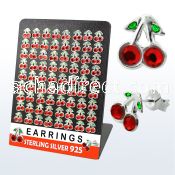 brmchc sterling silver earring stud with crystal cherry tops