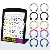 brmix22 316l steel eyebrow circular barbell with 3mm ball cone