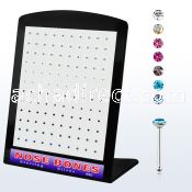 brnbm6 display w 120 silver nose bone w 1.5mm mixed crystal top