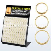 brnhm15 display w real gold 18k plated 925 silver nose hoops
