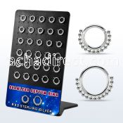 brnhm54 board w 30 silver septum seamless rings w small beads
