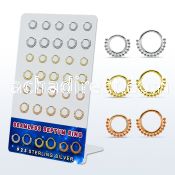 brnhm55 board w 30 plated silver septum seamless ring w beads