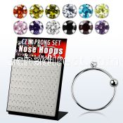 brnhmx12 board silver noose hoop w 1 5mm prong set round cz stone