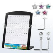 brnsmc3 board w silver nose studs w assorted shaped tops