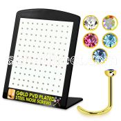 brnstc3 gold anodized 316l nose screw with colored crystal top