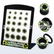 brpg101 board w screw fit flesh tunnel with green camouflage