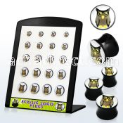 brpg103 board w acrylic double flared plug with owl picture