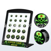 brpg152 board w acrylic flared plug w skull bones biohazard