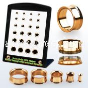 brpg198 display w rose gold pvd plated internal steel tunnels