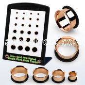 brpg199 display w rose gold pvd plated steel single flare tunnel