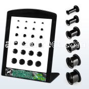 brpg77 board of black anodized steel flesh tunnel with o ring