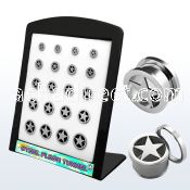 brpg94 board of polished steel screwfit flesh tunnel w star