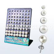 brprm sterling silver earring stud with faux pearl top