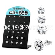 brsczs sterling silver ear stud w small round clear prong cz