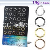 brsegh10 board w black rose gold steel hinged segment ring 1.6mm