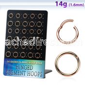 brsegh8 board w 30 rose gold steel hinged segment ring 1.6mm