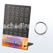 brsel6 display w 60 pcs 316l steel seamless rings, 20g (0.8mm)