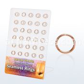 brsel8 display w 60 rose gold anodized steel seamless rings 20g