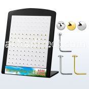 brsmx1 silver nose stud w ball flat disc 18k gold plated top