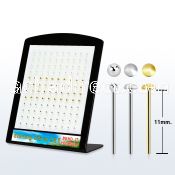 brymx1 silver nose stud w ball flat disc 18k gold plated top