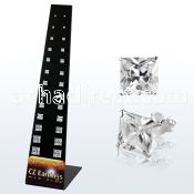 brzmsq large triangle display of clear prong cz ear stud