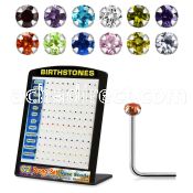 brzst silver nose stud with 2mm round prong set cz birthstones