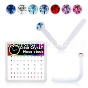bxa10 clear acrylic nose stud with round colored crystal top