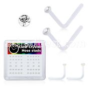 bxa29 clear acrylic nose stud w round clear crystal top