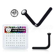 bxa3 black acrylic nose studs with round clear crystal top