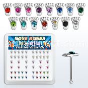 bxftm silver nose bone with colored crystal foot print top