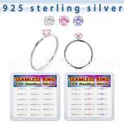 bxnhmx3 silver seamless nose ring 22g color cz 18pcs