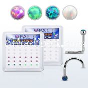 bxsop3 box w 316l steel nose studs w synthetic opal top