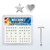 bxvhs silver nose bone with plain heart star shaped top