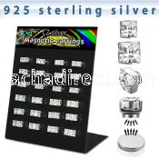 bzqmgc silver magnetic ear stud with prong clear square cz