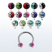 cbefr3e 316l steel eyebrow lip circular barbell w crystal ball