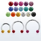 cbefr4l xxl steel circular barbell 16g w 4mm multi crystal balls