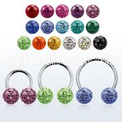 cbefr8l xxl steel circular barbell 16g w 8mm multi crystal balls