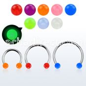 cbeglb4l xxl steel circular barbell 16g 4mm glow in the dark ball