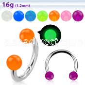 cbeglb 316l steel circular barbell with acrylic luminous ball
